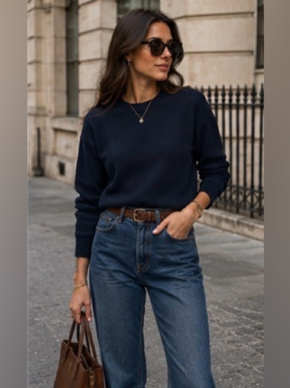 J. Crew Quiet Luxury Preppy Academia Navy Textured Classic Crewneck Sweater